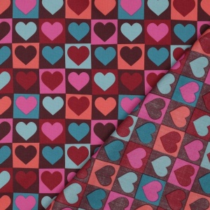 Material poplin premium imprimat - Love Pop Bordeaux - Img 3