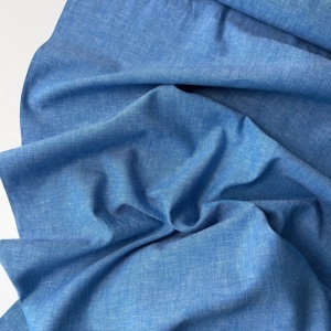Material subtire din amestec de In si bumbac - Blue Melange - Img 2