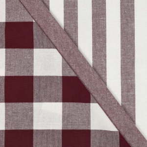 Material tesut yarn dyed - Checks Aubergine - Img 5