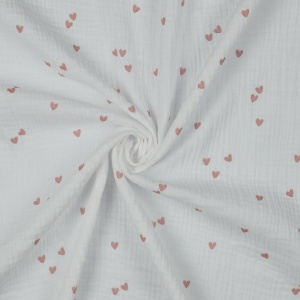 Muselina imprimata - Small Hearts White - Img 2