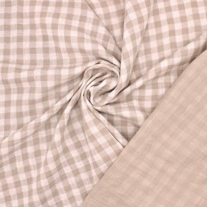 Muselina in carouri Vichy - Stone Beige - Img 2