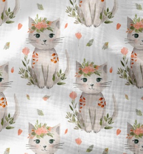 Muselina premium imprimata digital - Sweet Kitty