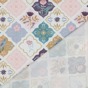 Poplin imprimat - Floral Folk Tiles - Img 2