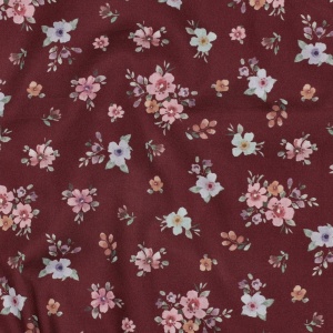 Poplin premium digital - Floral Bouquet Burgundy