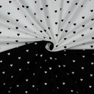 Poplin premium imprimat - Hearts White Black - Img 2