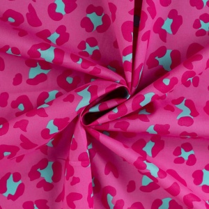 Voal batist de bumbac - Enjoy Fuchsia Leopard - Img 4