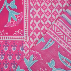 Voal batist de bumbac - Enjoy Patchwork Fuchsia - Img 2
