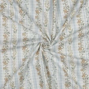 Voal de bumbac brodat dobby - Floral Stripe - Img 2