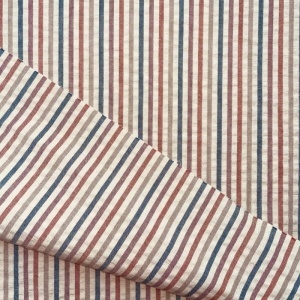 Bumbac gofrat Seersucker cu dungi - Toffee Stripes