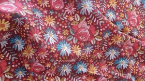 Bumbac imprimat digital - Embroidery Flowers Red - Img 2