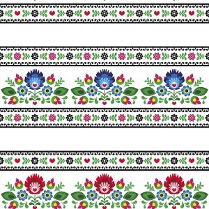 Bumbac imprimat digital - Folk Ribbon Border
