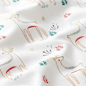Bumbac imprimat model Craciun - Glitz Deer White Red