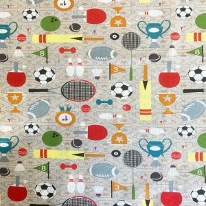 Bumbac Imprimat - Sports Day Taupe