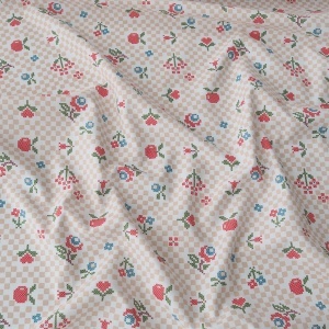 Bumbac imprimat - Stitched Flowers - Img 3