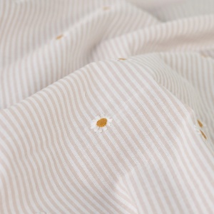 Bumbac Seersucker in dungi cu broderie - Daisy Sand