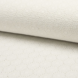 Bumbac subtire cu broderie Deluxe Ivory - cupon 1.1m - Img 2