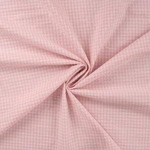 Cupon 15cm - Bumbac gofrat Seersucker cu carouri Vichy - Nude Pink