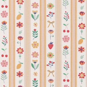 Cupon 70 cm - Bumbac imprimat - Flowers Ribbon - Img 2