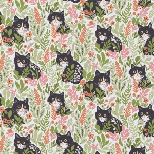Cupon 70cm - Bumbac imprimat - Lucky Cat Floral