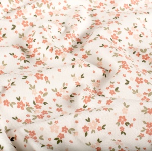 Cupon 70cm - Jerse Bumbac imprimat cu flori mici- Bouquet Ivory