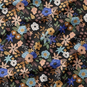 Cupon 85 cm - Bumbac Reiat Velur Babycord - Painted Garden Black