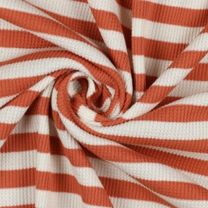 Jerse waffle yarn dyed - Stripe Orange Ecru