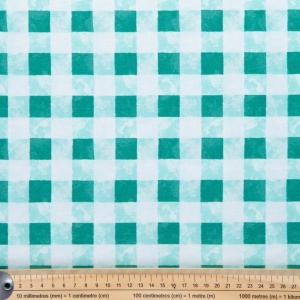 Material bumbac - Bloom Turquoise Check - Img 2