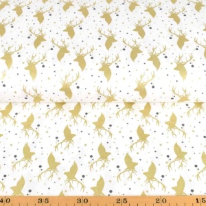 Material bumbac Craciun - Gold Stags Ivory 16705/051 - Img 2