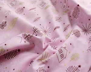 Material bumbac Craciun - Sweet Forest Pink - Img 1