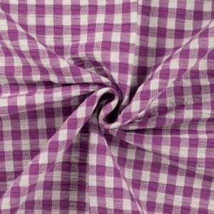 Material bumbac Seersucker Jacquard- Checks Cyclam White