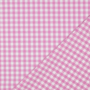 Material bumbac tesut yarn dyed - Vichy Pink 10mm - Img 3