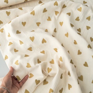 Muselina imprimata - Golden Hearts