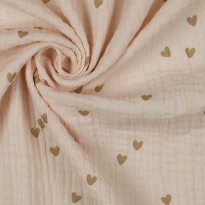 Muselina imprimata - Small Hearts Sand
