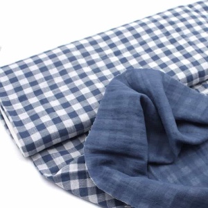 Muselina in carouri Vichy - Stone Blue