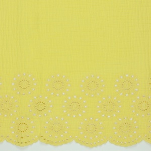 Muselina uni cu bordura brodata - Yellow