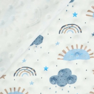 Plush Minky Dot - Sun & Rain Dusty Blue