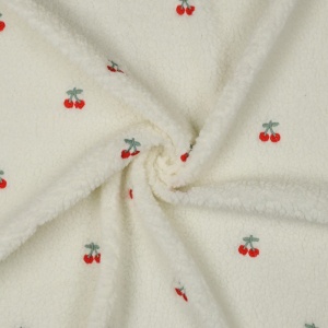 Plush Teddy brodat cu cirese - Ecru - Img 2
