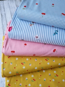 Poplin imprimat - Cherries & Flowers Ochre - Img 2