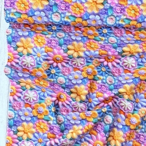 Poplin imprimat digital - Crochet Flowers - Img 2