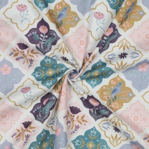 Poplin imprimat - Floral Folk Tiles - Img 3