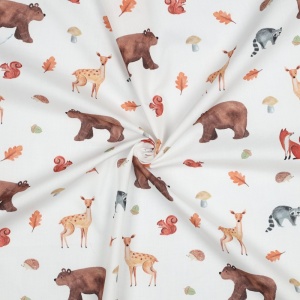 Poplin imprimat - Forest Friends White - Img 3