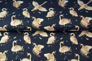 Poplin Imprimat - Swans Navy - Img 2