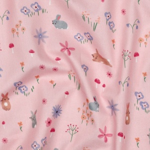 Poplin premium digital - Farm Animals Pink