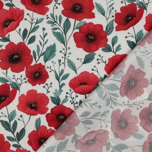 Poplin premium digital - Poppy Flowers Ecru - Img 3