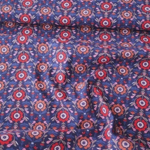 Bumbac imprimat - Etno Floral Blue - Img 3