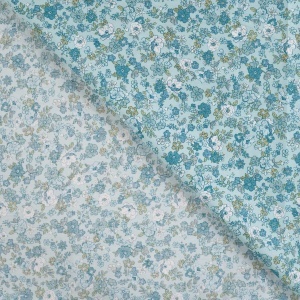 Bumbac imprimat - Flowers Dusty Blue - Img 2