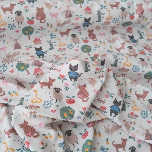 Bumbac imprimat - Stitched Animals