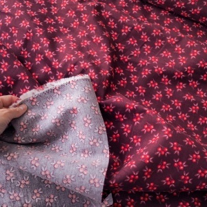 Bumbac Reiat Velur Babycord - Burgundy Bouquet - Img 3