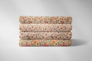Cupon 40 cm - Poplin Imprimat cu flori - Peachy Garden - Img 2