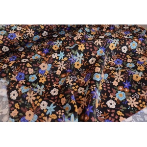 Cupon 45 cm - Bumbac Reiat Velur Babycord - Painted Garden Black - Img 4